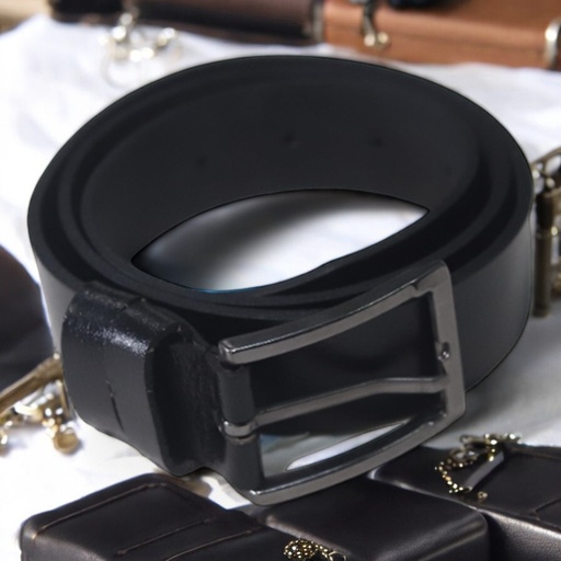 [HOM-ACC-22084-NOIR] CEINTURE SEMI-CUIR HOMME